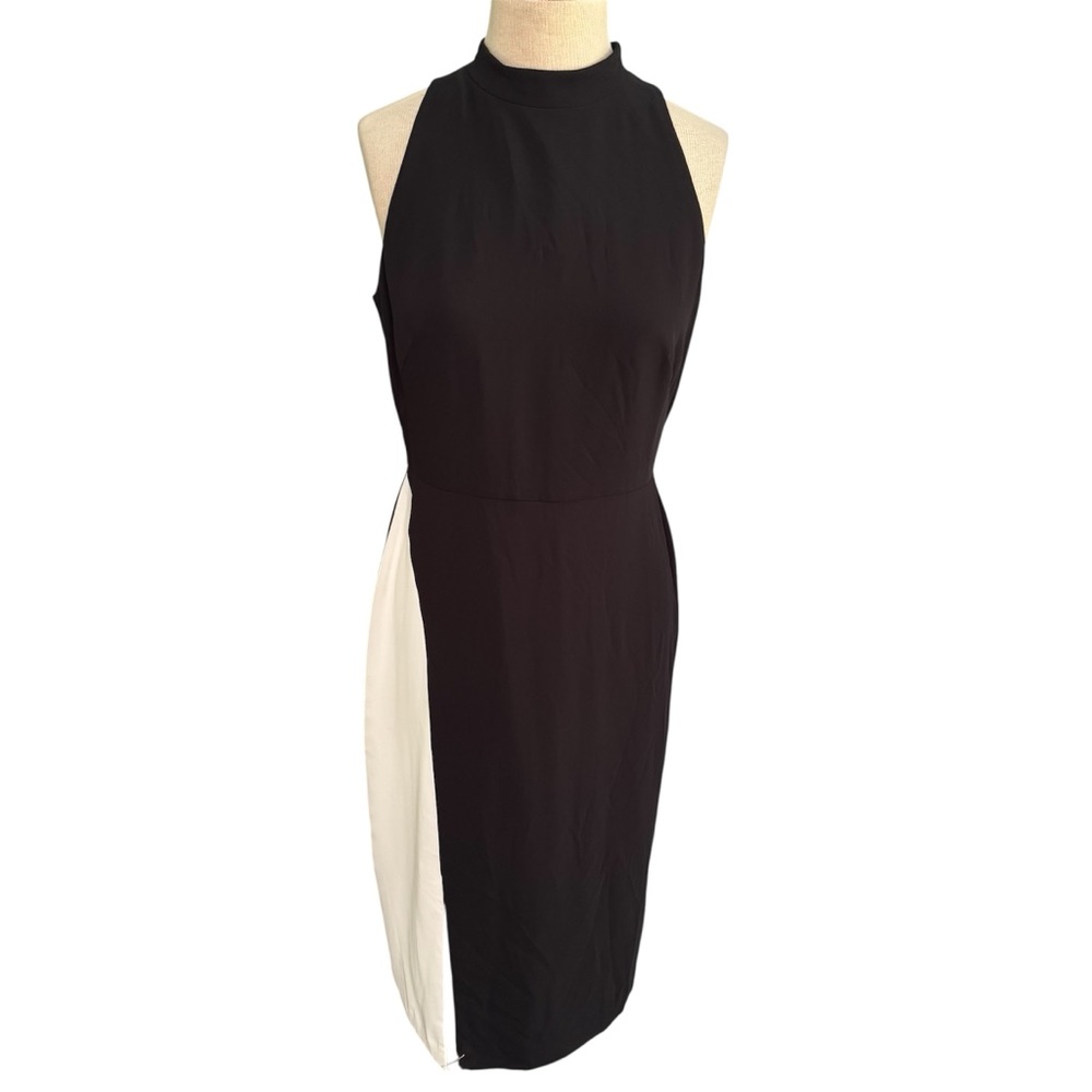 WHBM colorblock sheath in black & white, high neck, sleeveless NEW NWT Sz 10